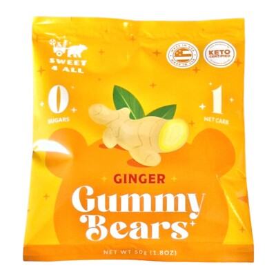 Sweet 4 All GINGER Gummy Candy & Snacks - KETO, No Sugar, All-Natural, Low Cal.