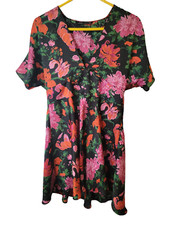 ZARA Medium Womens Dress Sam Black Floral Babydoll V Neck NWOT