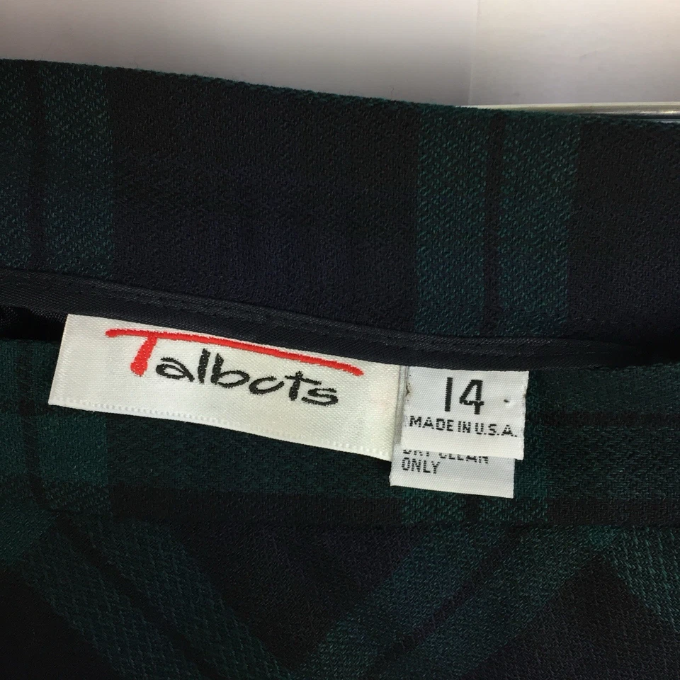 De Colección 14 Talbots Falda 30" Cintura Talla M Lana Negro Reloj Cuadros Academia Preppy Foto 3 de 4