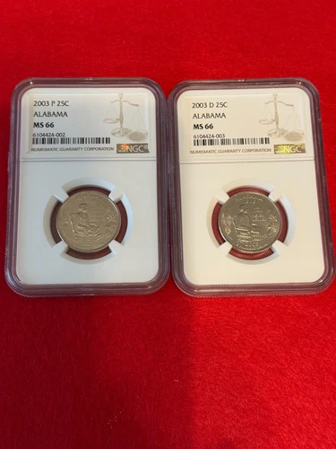 2003 D & P Alabama  25C NGC Grade MS 66