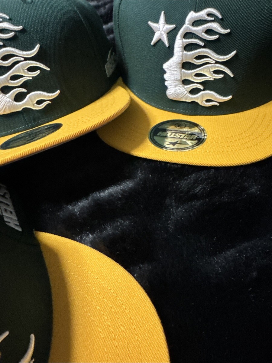 NEW HELLSTAR BASEBALL HAT FITTED GREEN/WHITE /YELLOW SIZE 7 NEW HELLSTAR BASEBALL HAT FITTED GREEN/WHITE /YELLOW SIZE 7