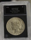 1924 US Peace Silver Dollar $1 AU (Cleaned) Bradford Slab