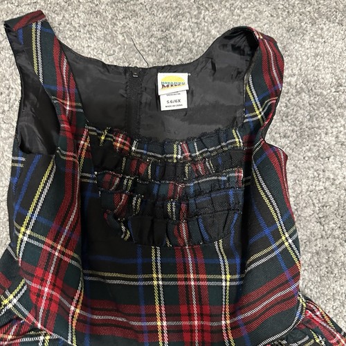 EUC Harajuku Mini Target Red Green Plaid Ruffled Jumper Dress Girls Size 6-6X - Picture 2 of 5