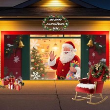 Christmas Garage Door Banner Decoration, 16  7FT Santa's Shop Garage Door Ba...