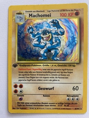 Pokemon Karte Machomei - 1. Edition Near Mint - 8/102 Basis Set Holo