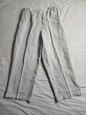 Eileen Fisher Textured Linen Wide Leg Pants Womens Size Medium Gray Lightweight