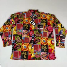 AKCESS Multi Color Art Tech HipHop Rap Men Button Long Sleeve Shirt Size 2XL NWT