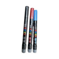 Uni Posca PCF-350 Brush Tipped Paint Marker Pens Lot Of 3 Black Red Blue New