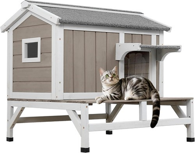 #ad Petscosset Cat Houses for Outdoor Cats Feral Cat Shelter Wooden Pet House $69.99
