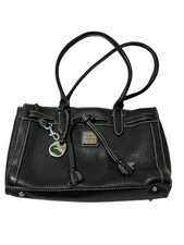 Dooney & Bourke black pebbled leather Drawstring Tassel  handbag