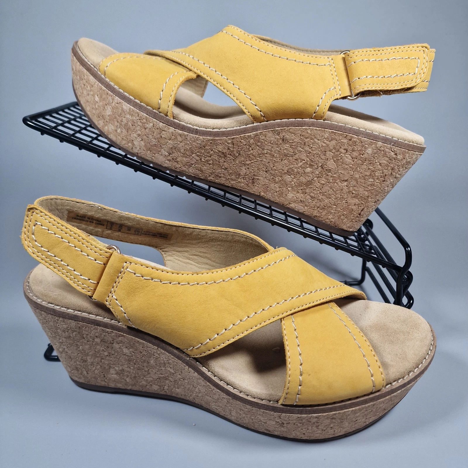 Sandali Clarks donna taglia 5 Aisley zeppa tulipano giallo estate vacanze outdoor