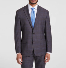 Michael Kors Mens Regular fit Suit Jacket Blazer 42S Brown Plaid Stretch E05647