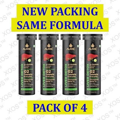 Auric Liver Detox Effervescent | 80 Tablets Fizzy Water with 10 Ayurvedic Herbs