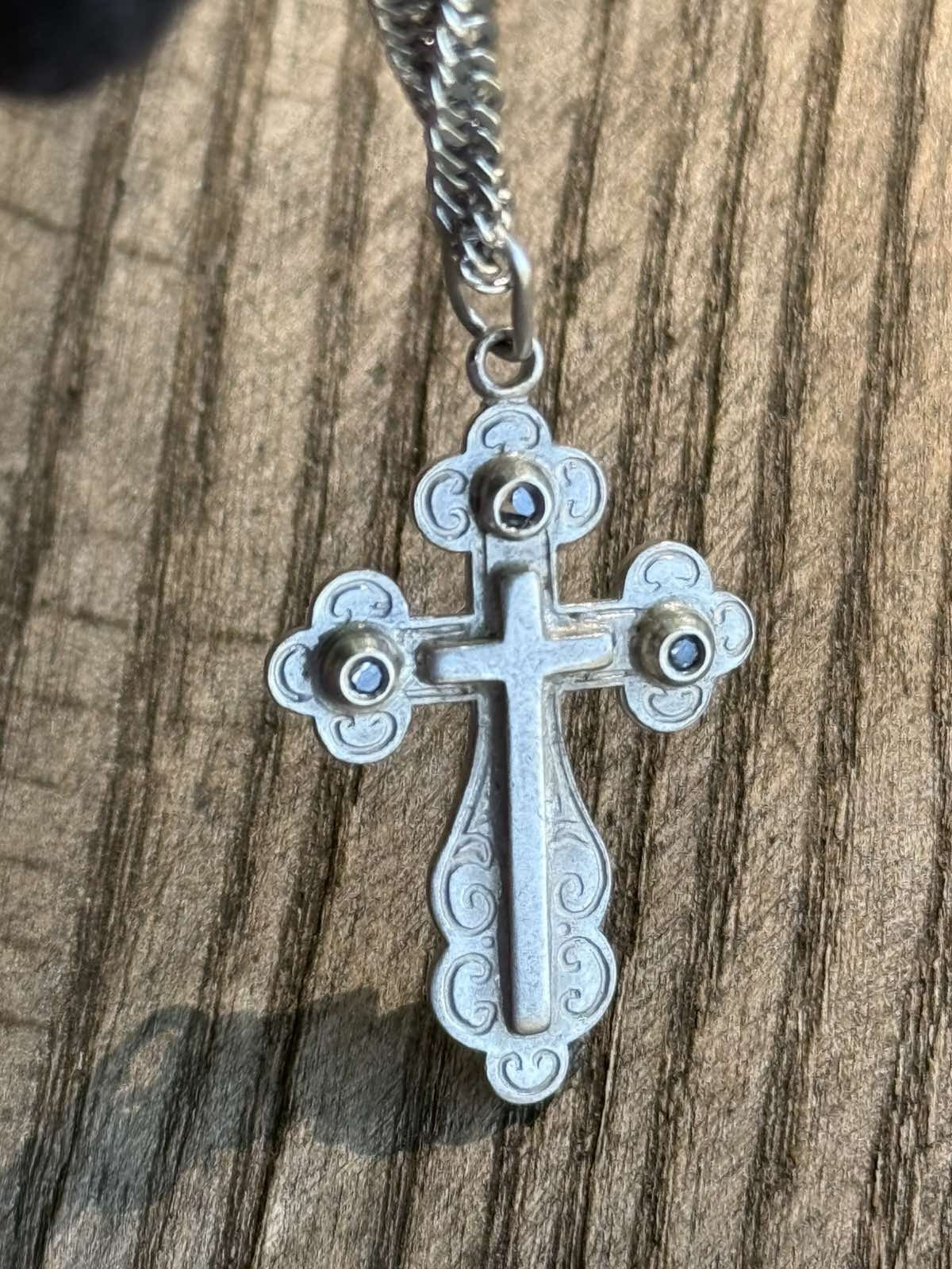 Antique 925 Silver Jesus Cross Necklace Pendant Chain Jewelry