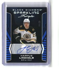 Hampus Lindholm #/25 2025-26 Upper Deck Black Diamond Sparkling Scripts Spectrum
