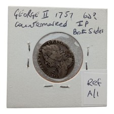 1757 George II Silver Sixpence Coin With 