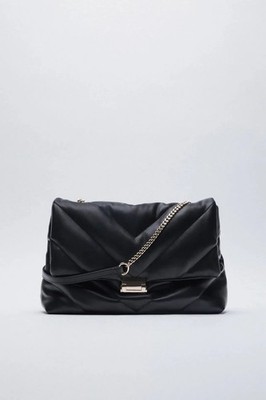 Zara Black Quilted Maxi Crossbody Bag