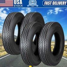 Set Of 4 Heavy Duty True Highway Trailer Tires 8-14.5 14pr Lr G Speed Rating