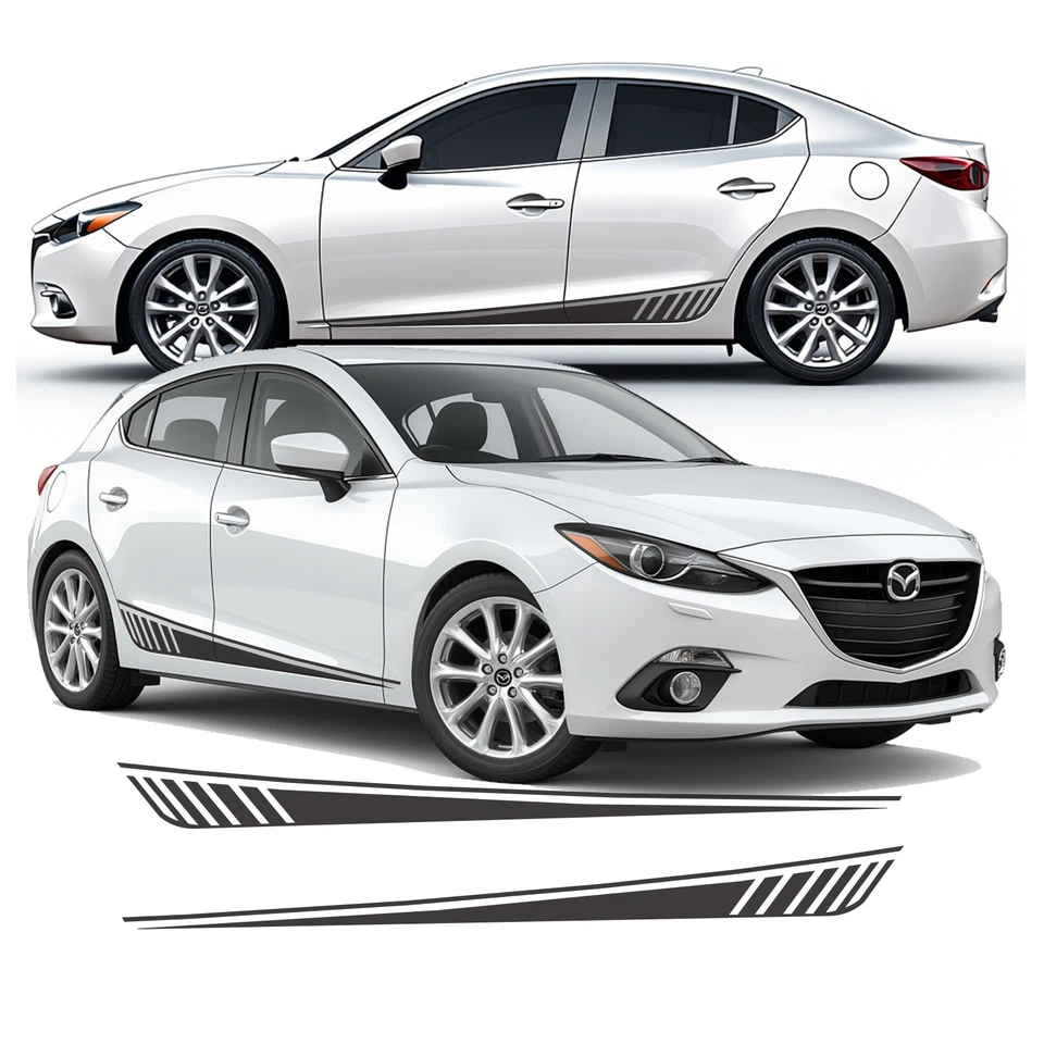 Calcomanía de vinilo basculante de puerta lateral rayas de carreras - se adapta a Mazda 3 2014-2017 Foto 3 de 3