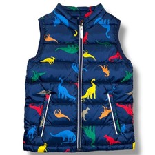 Hanna Andersson Kids Puffer Vest Navy Blue Dinosaur Print Size US 8/ 130cm