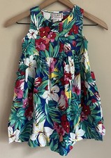 Vintage SWAT Kids Dress Sundress Bright Floral Cotton Girls Size 5 Made in USA