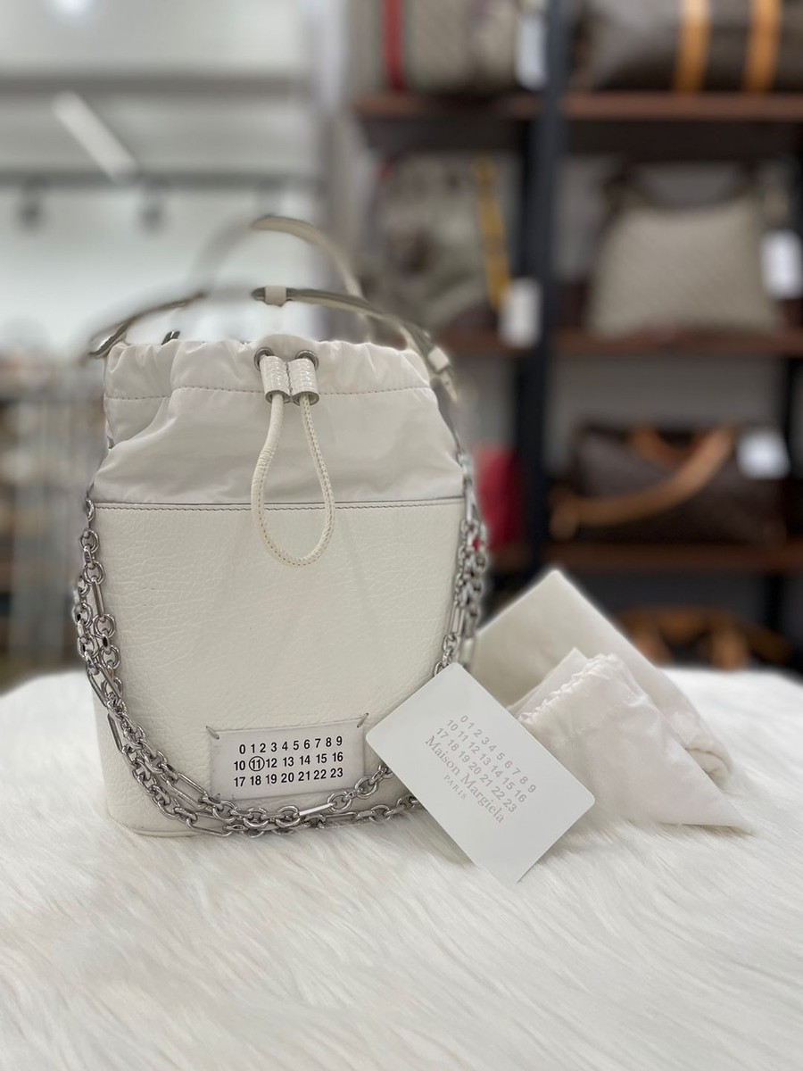 ショルダーバッグ・ポシェット Maison Margiela 5AC Stitch Number Tab Chain Bucket Bag S61WG Maison Margiela Maison 5AC Chain Bucket Bag White 15*14*12