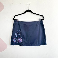 Vintage Express Satin Mini Skirt Hummingbird Embroidery Y2K 2000s 90s 11/12
