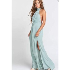 SHOW ME YOUR MUMU Collette Halter Maxi Open Back Dress Size Large