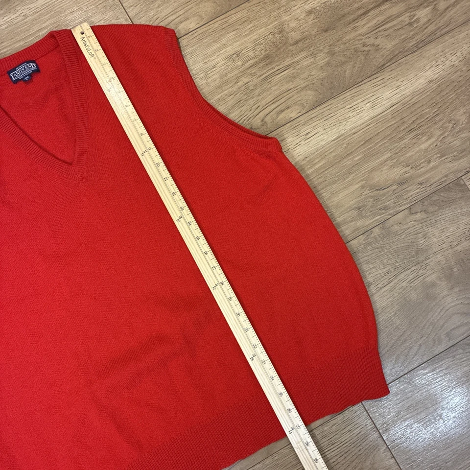 Chaleco Suéter Para Hombre XL Lands End Rojo 100% Cachemira Cuello en V De Colección Escocia Foto 3 de 4