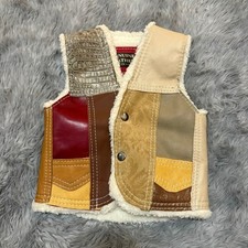Leather Colorblock Genuine Leather Vest Sherpa Lining Kids 2/3T Country Western