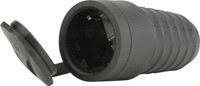 Schutzkontakt-Kupplung Gummi Pvc-Ei IP44 Deckel Schwarz Schutzkontaktkupplung