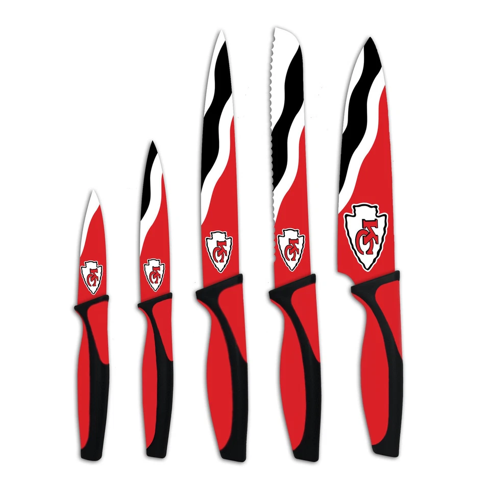 Sports Vault NFL Kansas City Chiefs Kitchen Knives Set of Five