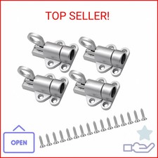 Hordion 4 Packs Self Closing Latch Spring Door Lock, Silver Gray Bolt Latch