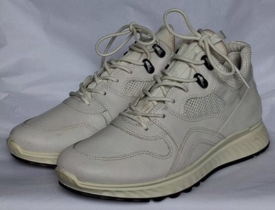 ECCO ST 1 M Herren Sportschuhe Schnürschuhe cremeweiß perforiertes Leder UK Größe 8