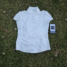 NEW Fits Off-White Show Shirt Short Sleeve Rhinestone Buttons Women's Size L