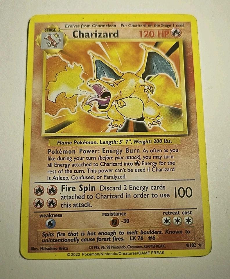 AUTHENTIC CHARIZARD Stage 2  - 4/102 Fire POKEMON - 2022 TCG Trading Card - NICE - Image 3 of 4