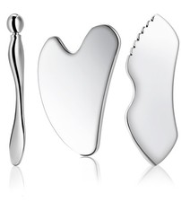 Gua Sha Facial Tools, 3 in 1 Stainless Steel Metal Guasha  Eye Cream Applica...