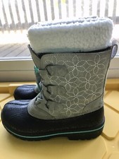 Magellan Girls Snowboot Suede/ Faux Fur Gray Glitter Boot 3M Insulated sz 4