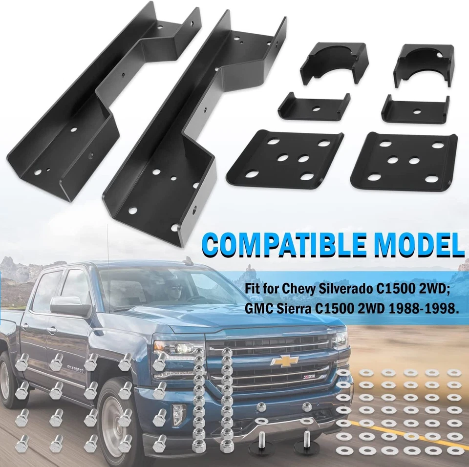 C-Notch Rear Lowering Drop Flip for Chevy Silverado C1500 GMC Sierra 1988-98 - Image 2 of 4