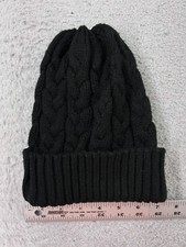 Beanie Toque Womens One Size Black Cable Knit 100 Acrylic Winter Snow Ski