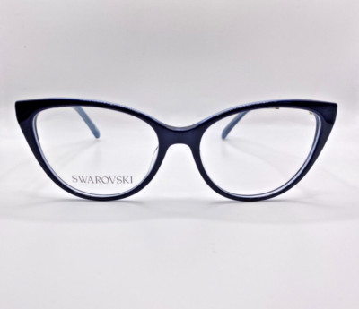 Swarovski SK5434 092 Blue Silver Cat Eye Plastic Eyeglasses Frame 53-16-140