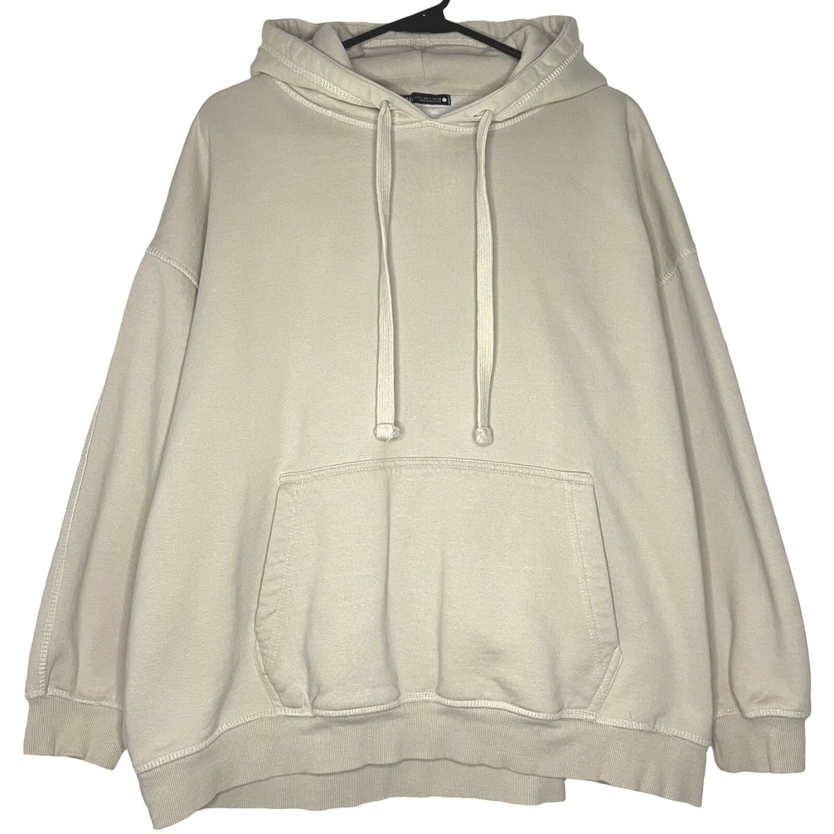 ★ZARA★ HEAVYWEIGHT HOODIE Zara Mens Heavyweight Hoodie Small Light Brown Cotton Long