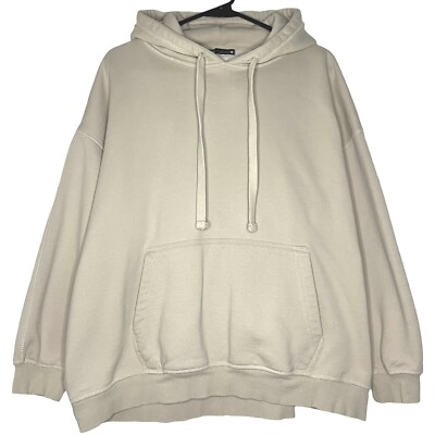 Zara Mens Heavyweight Hoodie Small Light Brown Cotton Long Sleeve