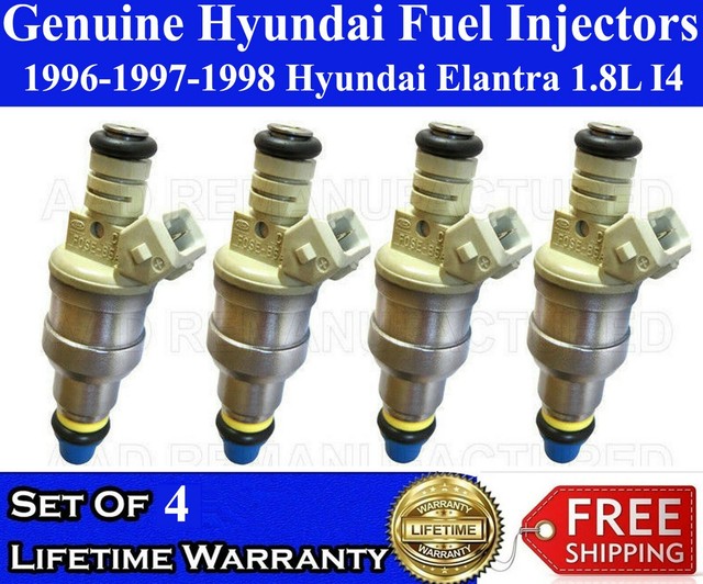 OEM Hyundai Set of 4 Fuel Injectors For 199619971998 Hyundai Elantra 1.8L I4 eBay