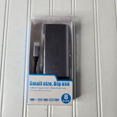 USB C Hub, Type C Adapter 8-in-1 Dock to HDMI 4K, Gigabit Ethernet RJ45