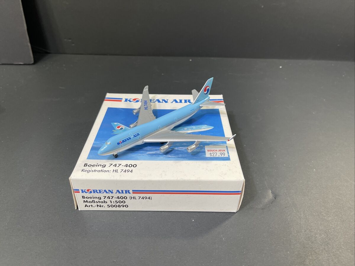 HERPA WINGS KOREAN AIR BOEING 747-400 1:500 #500890 DIE-CAST HERPA WINGS KOREAN AIR BOEING 747-400 1:500 #500890 DIE-CAST