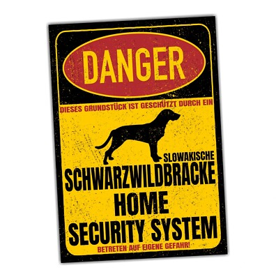 Slowakische Schwarzwildbracke Schild Danger Security System Türschild Hundeschil