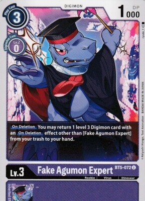 2020 BANDAI DIGIMON CARD GAME - FAKE AGUMON EXPERT BT5-072 U - PURPLE