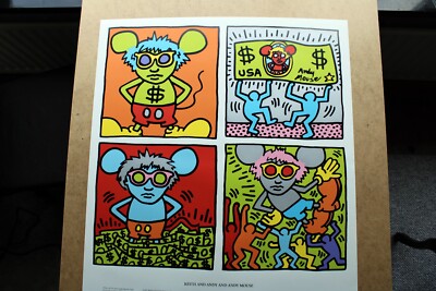 KEITH HARING & ANDY WARHOL: ANDY MOUSE RARE SILKSCREENED POSTER