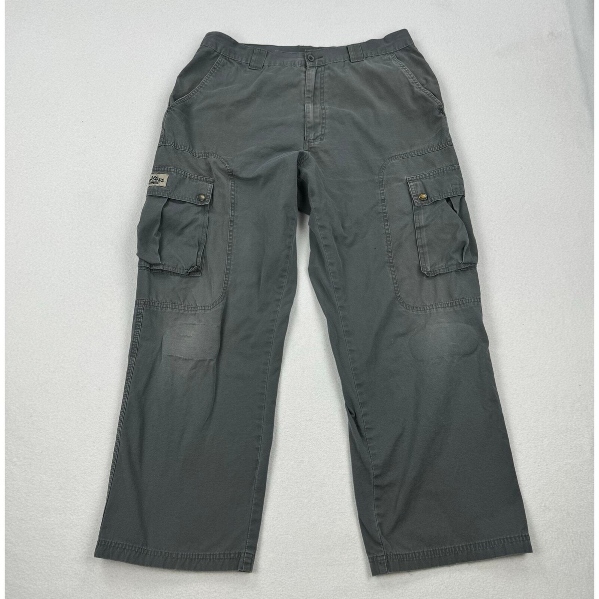 yyyANGLERS MADE イージリーストライク Vintage Lee Dungarees Pants Sz 35x28 Grey Cargo Straight Leg Loose
